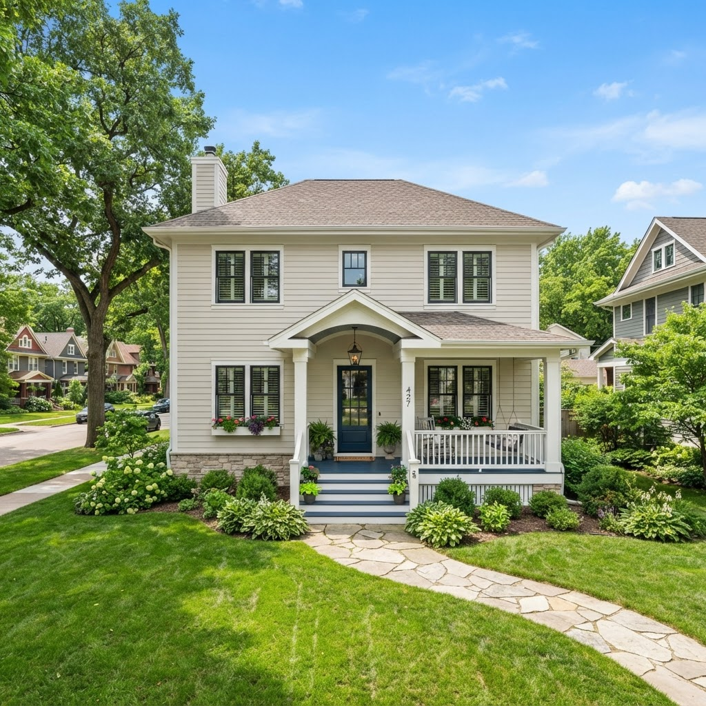 Freshly painted house exterior with clean siding and trim
