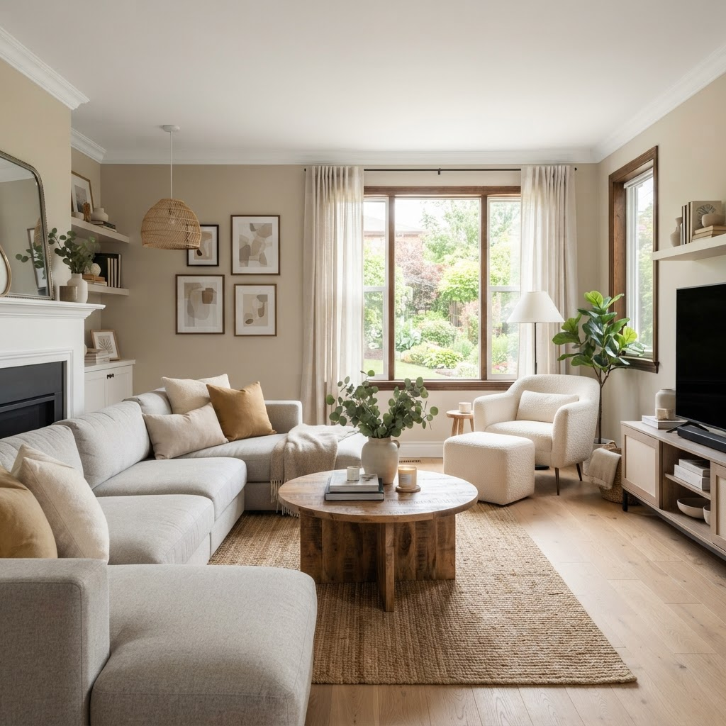Freshly painted interior living room with clean trim